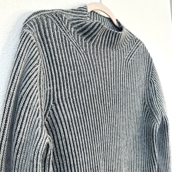 Banana Republic Ribbed Merino Wool Sweater Gray Mock Neck Minimalist Cozy Size S - Picture 3 of 6